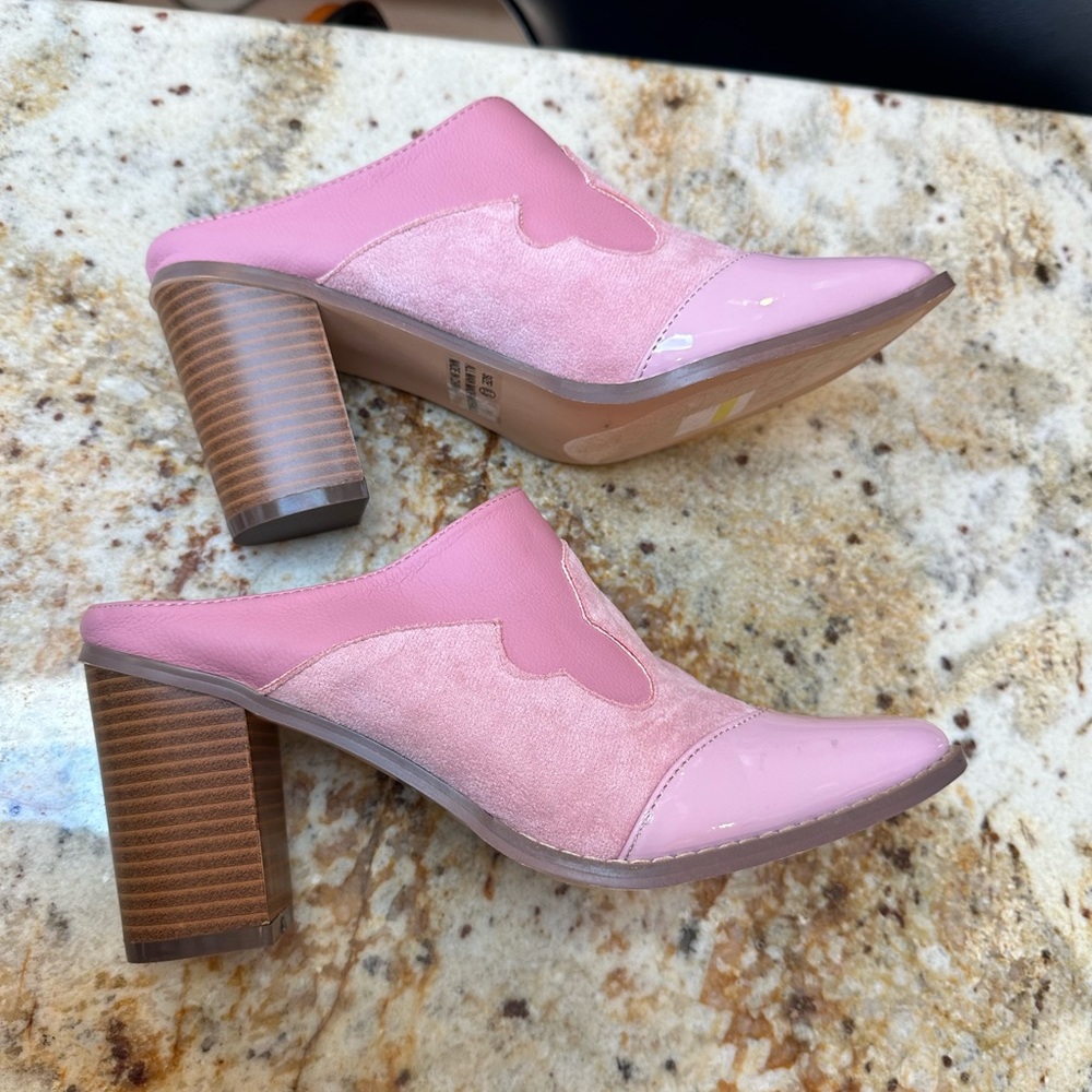 Lulu’s pink slip on heeled mules size 6.5 (S31) - Picture 13 of 15